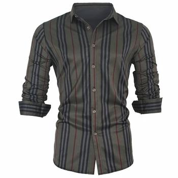 2022 Pavisam Jaunu Sociālo Dizainers Slim Fit Vintage Modes Svītrainām garām Piedurknēm Vīriešu Tee Krekls, Kleita Jersey Ikdienas Apģērbu 6101
