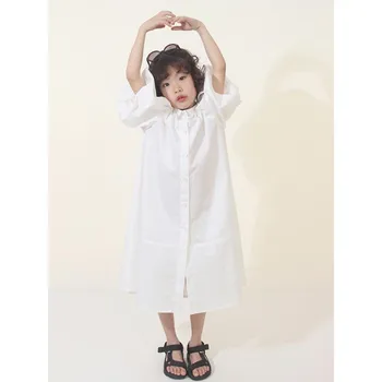 Bērniem balta princeses kleita ir 2021. vasaras jauna Dvesma īsām piedurknēm kokvilnas kleita baby girl dress bērnu apģērbu wz67 augstas kvalitātes