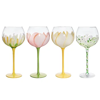 Vintage Roku Apgleznoti Tulpes Stikla Kristāla Vīna Glāzi Goblet Šampanieša Glāzes Mājas Puse Drinkware Kāzu Dāvanu 440ml